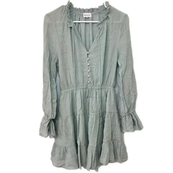stolen hearts Dresses & Skirts - Stolen Hearts Mini Tiered Dress Size M Pale Green Color Boho